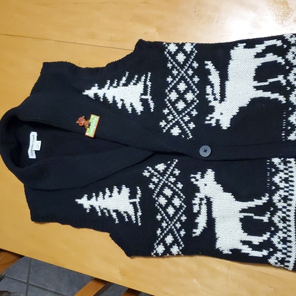 🖤HP 🥳 Coldwater Creek Holiday open sweater vest cardigan, Med.❄️🦌Like NEW ❄️ - Picture 3 of 11